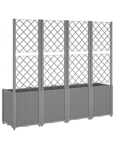 Fioriera Giardino con Traliccio Grigio Chiaro 160x40x140 cm PP