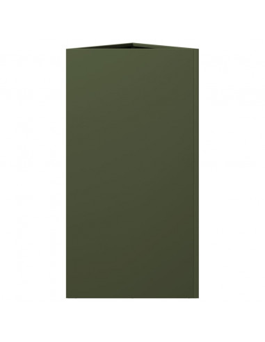 Fioriera Verde Oliva Triangolare 40x34,5x70 cm in Acciaio