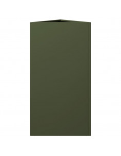 Fioriere 2 pz Verde Oliva Triangolari 40x34,5x70 cm in Acciaio 2