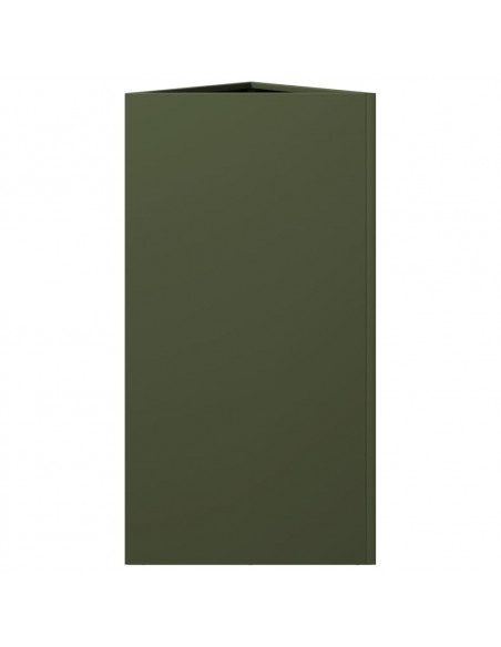 Fioriere 2 pz Verde Oliva Triangolari 40x34,5x70 cm in Acciaio