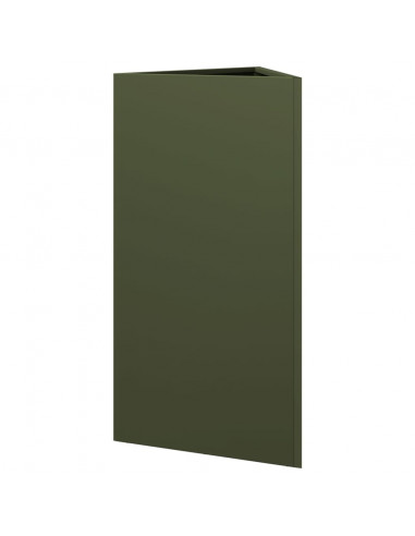 Fioriere 2 pz Verde Oliva Triangolari 40x34,5x70 cm in Acciaio