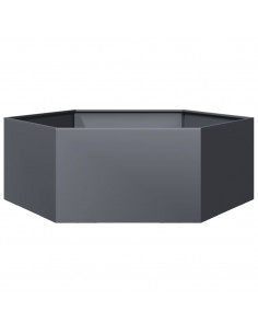 Fioriera da Giardino Antracite Esagono 138x120x45 cm in Acciaio 2