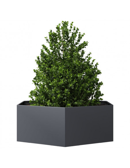 Fioriera da Giardino Antracite Esagono 138x120x45 cm in Acciaio