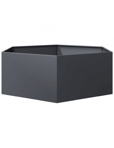 Fioriera da Giardino Antracite Esagono 138x120x45 cm in Acciaio