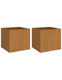 Fioriere 2 pz 42x40x39 cm Acciaio Corten 2