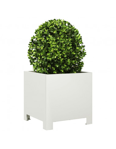 Fioriera da Giardino Bianca 30x30x30 cm in Acciaio