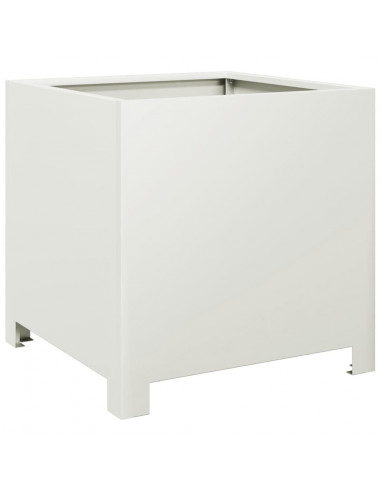 Fioriera da Giardino Bianca 40x40x40 cm in Acciaio