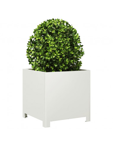 Fioriera da Giardino Bianca 40x40x40 cm in Acciaio