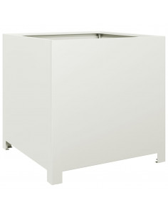 Fioriera da Giardino Bianca 50x50x50 cm in Acciaio 2