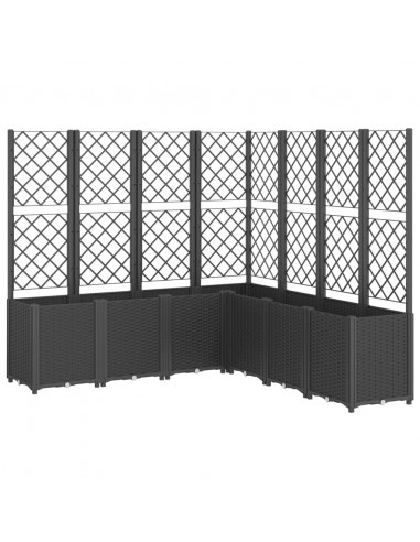 Fioriera da Giardino con Traliccio Nera 160x160x140 cm in PP