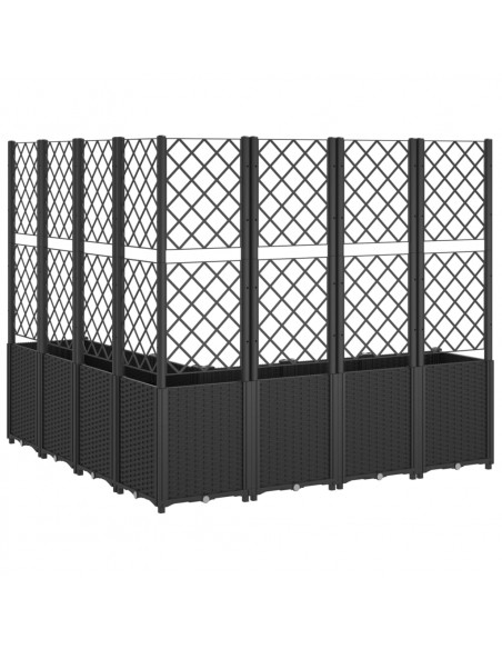 Fioriera da Giardino con Traliccio Nera 160x160x140 cm in PP