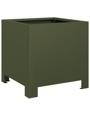 Fioriera da Giardino Verde Oliva 30x30x30 cm in Acciaio