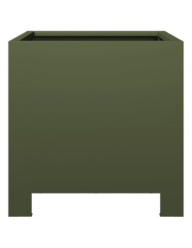 Fioriera da Giardino Verde Oliva 30x30x30 cm in Acciaio