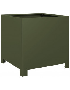 Fioriera da Giardino Verde Oliva 40x40x40 cm in Acciaio 2