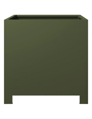 Fioriera da Giardino Verde Oliva 40x40x40 cm in Acciaio