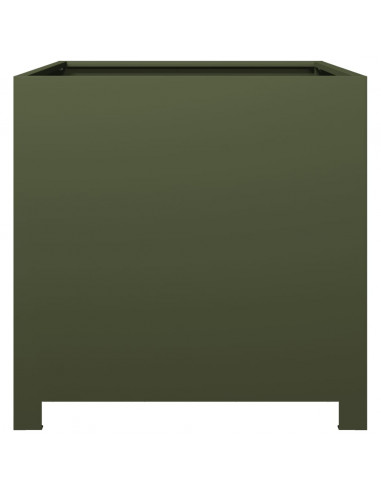 Fioriera da Giardino Verde Oliva 50x50x50 cm in Acciaio