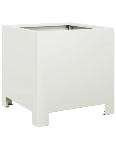 Fioriere da Giardino 2 pz Bianche 30x30x30 cm in Acciaio