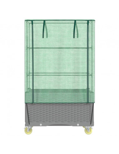 Letto Rialzato con Copertura e Ruote Effetto Rattan 80x50x182cm