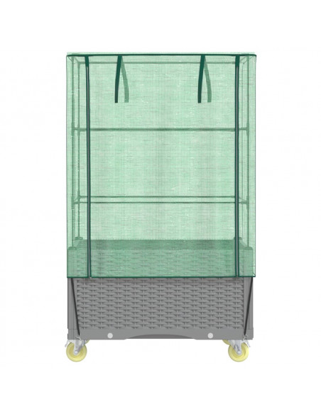 Letto Rialzato con Copertura e Ruote Effetto Rattan 80x50x182cm