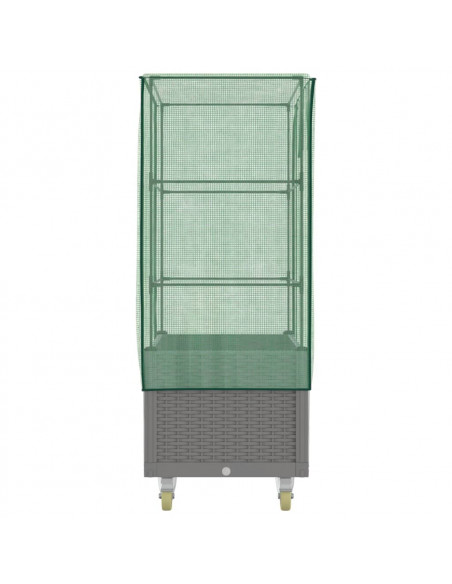 Letto Rialzato con Copertura e Ruote Effetto Rattan 80x50x182cm