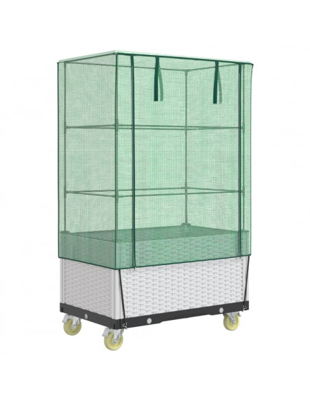 Letto Rialzato con Copertura e Ruote Effetto Rattan 80x50x182cm