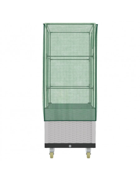 Letto Rialzato con Copertura e Ruote Effetto Rattan 80x50x182cm