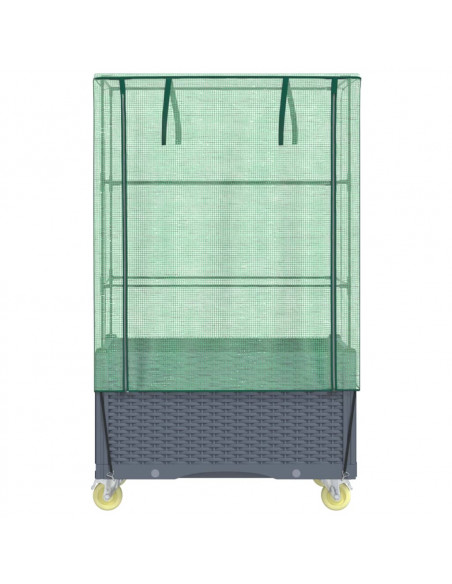 Letto Rialzato con Copertura e Ruote Effetto Rattan 80x50x182cm