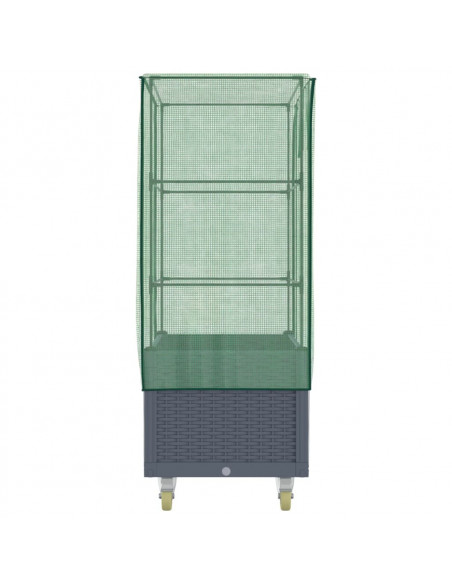 Letto Rialzato con Copertura e Ruote Effetto Rattan 80x50x182cm