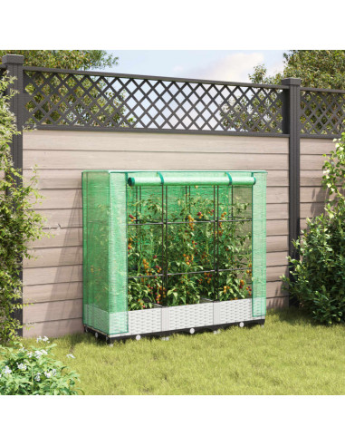 Letto Rialzato con Copertura Serra Effetto Rattan 120x40x123 cm