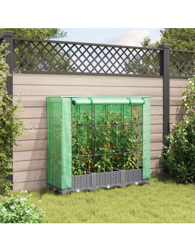 Letto Rialzato con Copertura Serra Effetto Rattan 120x40x123 cm