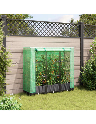 Letto Rialzato con Copertura Serra Effetto Rattan 120x40x123 cm