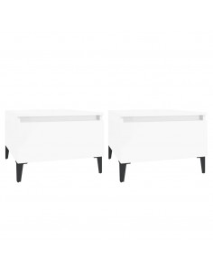 Tavolini 2pz Bianco Lucido 50x46x35 cm in Legno Multistrato 2