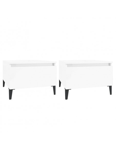 Tavolini 2pz Bianco Lucido 50x46x35 cm in Legno Multistrato