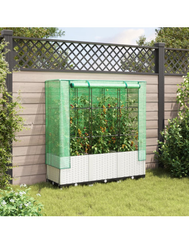 Letto Rialzato con Copertura Serra Effetto Rattan 120x40x138 cm