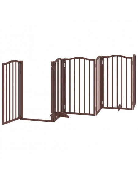 Cancello Cani Pieghevole Rovere Marrone 6 Pannelli 300cm Pioppo
