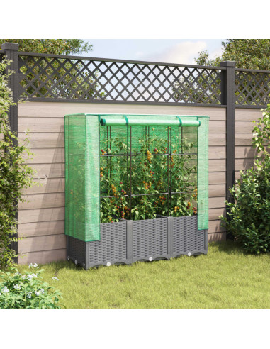 Letto Rialzato con Copertura Serra Effetto Rattan 120x40x138 cm