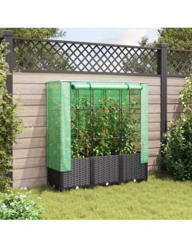 Letto Rialzato con Copertura Serra Effetto Rattan 120x40x138 cm