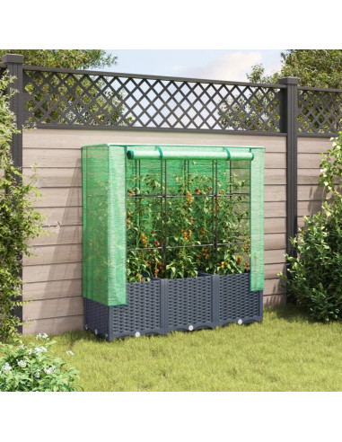 Letto Rialzato con Copertura Serra Effetto Rattan 120x40x138 cm