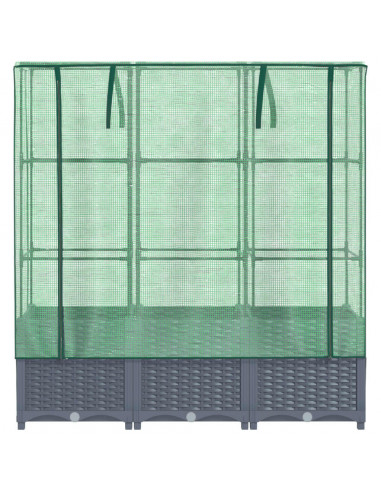 Letto Rialzato con Copertura Serra Effetto Rattan 120x40x138 cm