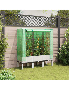 Letto Rialzato con Copertura Serra Effetto Rattan 120x40x140 cm 2