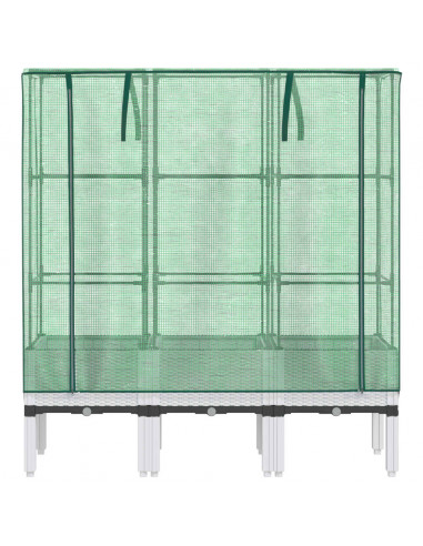 Letto Rialzato con Copertura Serra Effetto Rattan 120x40x140 cm