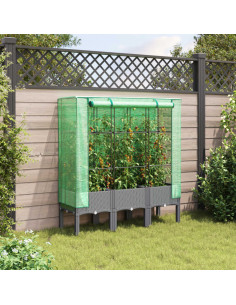 Letto Rialzato con Copertura Serra Effetto Rattan 120x40x140 cm 2