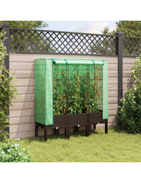 Letto Rialzato con Copertura Serra Effetto Rattan 120x40x140 cm