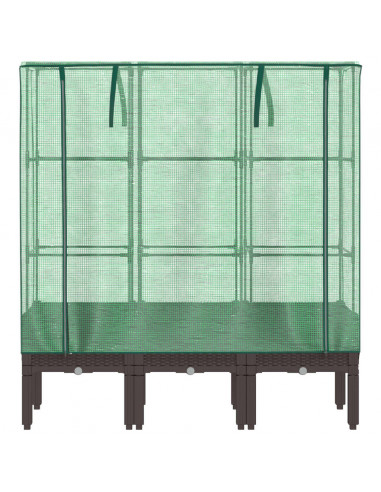 Letto Rialzato con Copertura Serra Effetto Rattan 120x40x140 cm