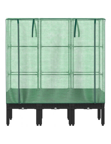 Letto Rialzato con Copertura Serra Effetto Rattan 120x40x140 cm