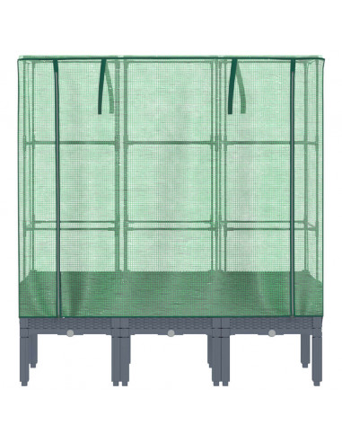 Letto Rialzato con Copertura Serra Effetto Rattan 120x40x140 cm