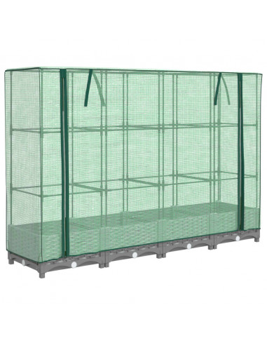 Letto Rialzato con Copertura Serra Effetto Rattan 160x40x123 cm