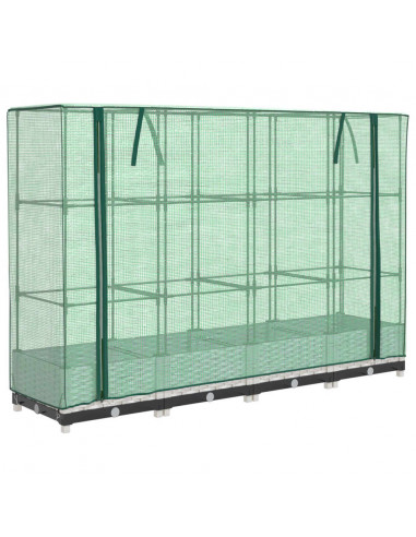 Letto Rialzato con Copertura Serra Effetto Rattan 160x40x123 cm