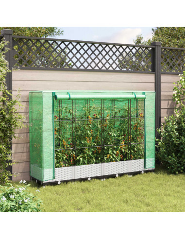 Letto Rialzato con Copertura Serra Effetto Rattan 160x40x123 cm