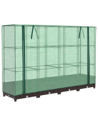 Letto Rialzato con Copertura Serra Effetto Rattan 160x40x123 cm